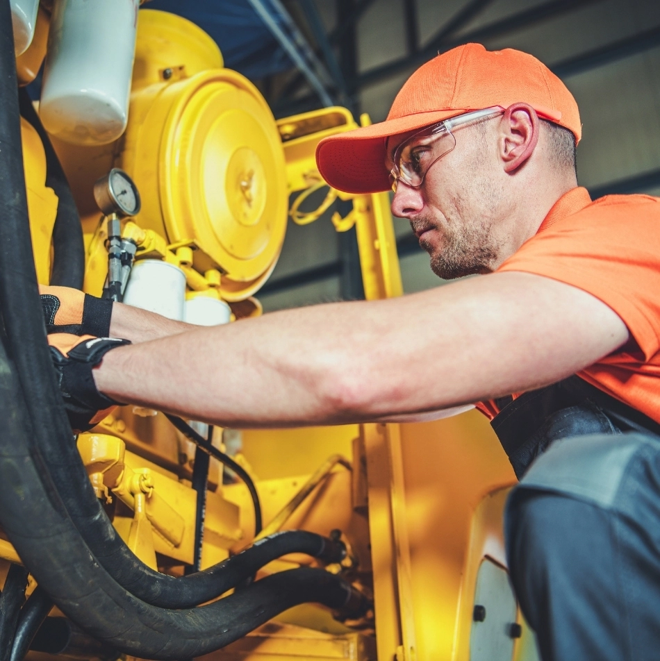 Engineer working with industrial machine